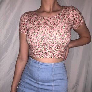 American Apparel Pink Floral Crop Top